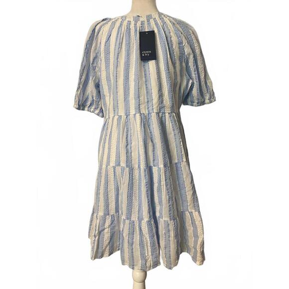 Crown & Ivy Striped Dress - Size M - Cotton Blue & White NWT - Picture 8 of 13
